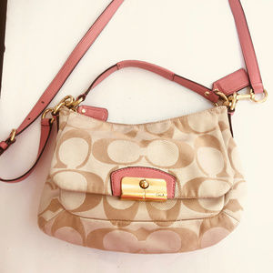 Coach Kristin PInk Leather Beige Signature Bag
